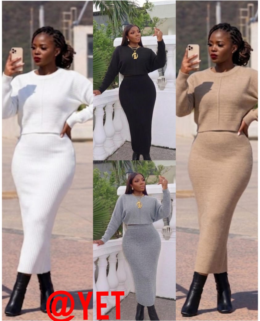 Womens ribbed knit two-piece sweater set