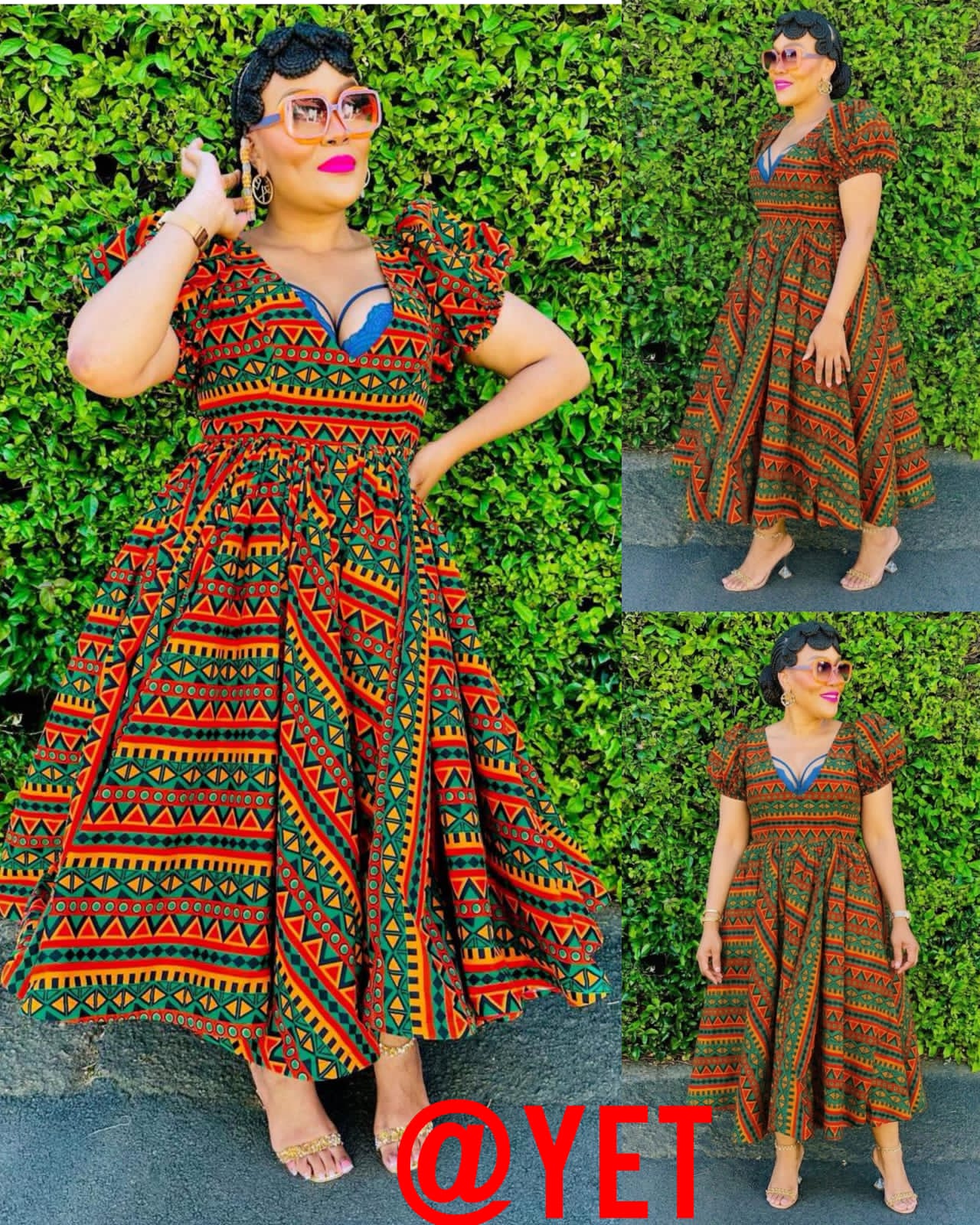 vibrant Ankara print midi dress