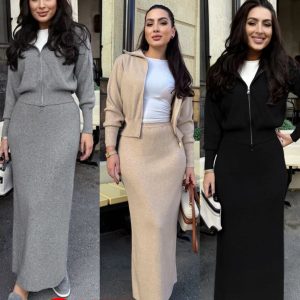 Zip Knitted 2-Piece Set