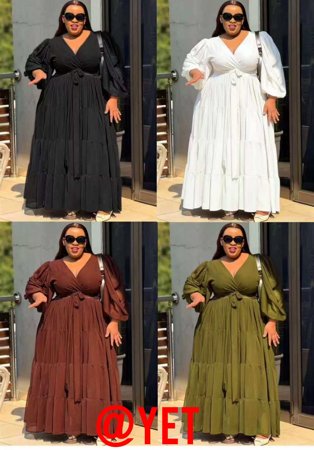 Womens plus-size v-neck tiered maxi dress