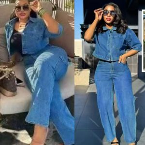 Womens denim two-piece set