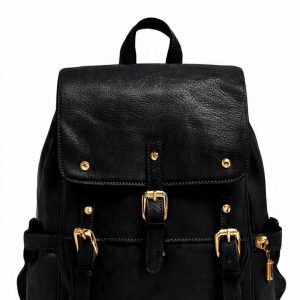 Leather flap backpack