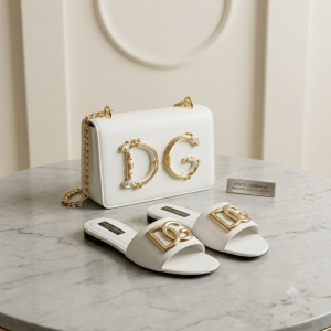 DG Baroque DG Logo Shoulder Bag & Slide Sandals Set